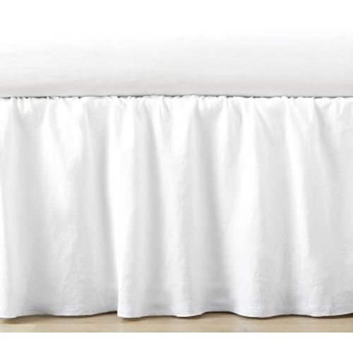 European Linen Ruffle Cribskirt, White