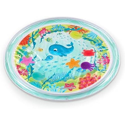 B. Baby – Baby Water Mat – Inflatable Tummy Time Mat – 6 Removable Sea Animals – Water Activity Mat for Babies – Easy to Clean - 6 Months + – Wonder Waves