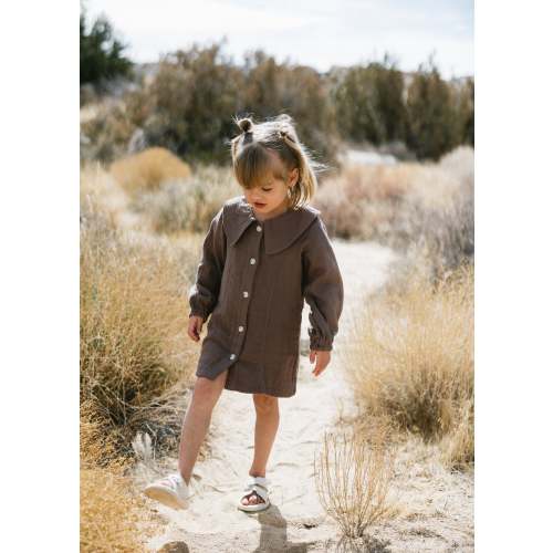 Muslin Button Down Dress- Dark Brown