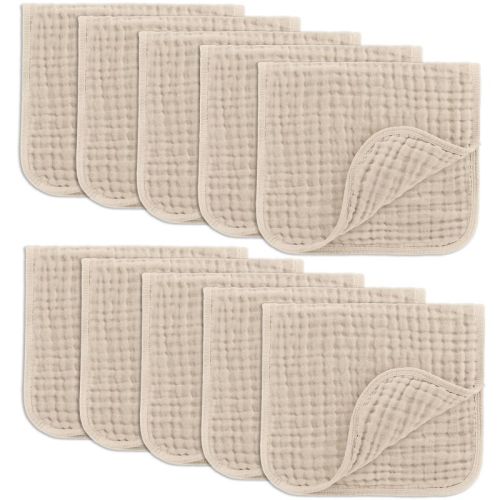 Muslin Burp Cloths Large 100% Cotton by Comfy Cubs, Color: Sand, Size: pack of 10