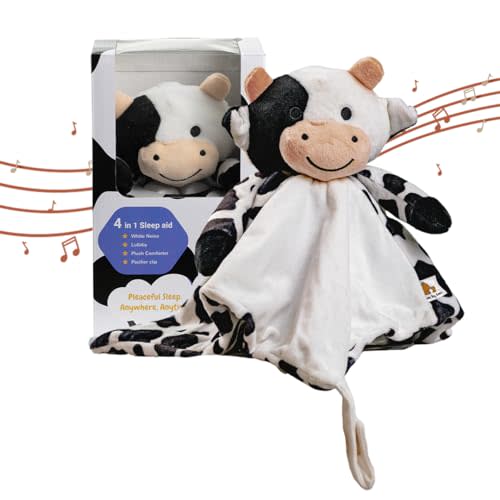 4-in-1 Sound Machine, Baby Lovey, Blanket - White Noise & Lullaby Plush Cow - Calms & Reduces Wakeups, Helps Toddler Sleep Longer - Proven Sleep Aid -Musical BPA-Free, Machine Washable Newborn Gift