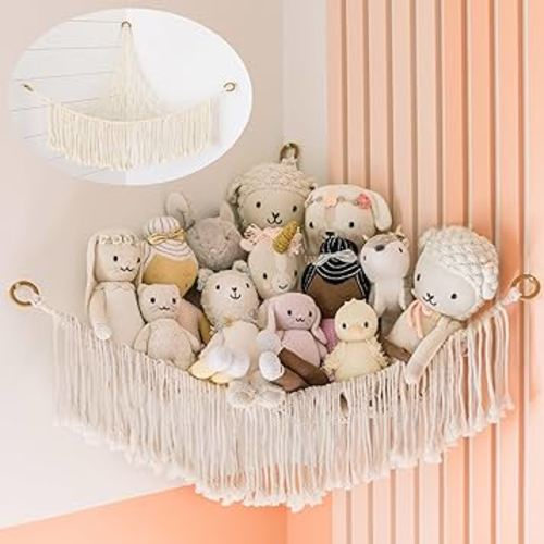 Stuffed Animal Hammock Corner– Stuffed Animal Net for Stuffed Animals, Yarn, Towels and Toys- Hammock for Stuffed Animals