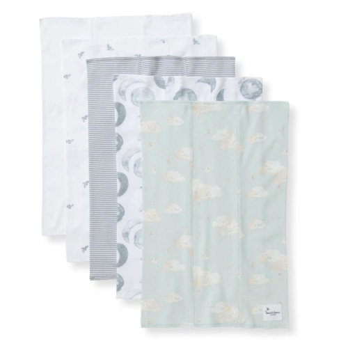 Hello Moon Organic Cotton Burp Cloths 5 Pack