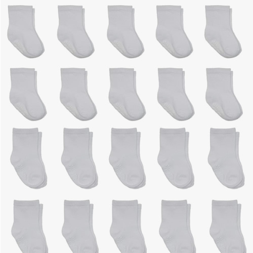 Little Me 20-Pack Newborn Baby Infant & Toddler Unisex Socks, 0-12/12-24 Months, Assorted Size Pack, White