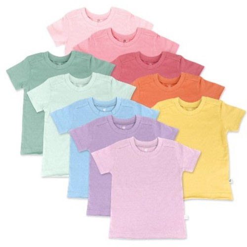 10-Pack Organic Cotton Short Sleeve T-Shirts Rainbow Gems Pinks 6-9m