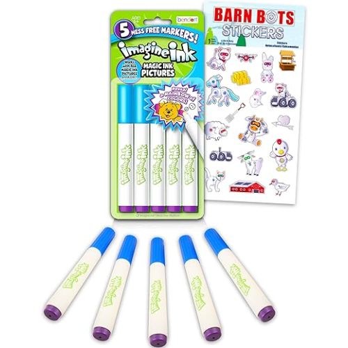 Imagine Ink Markers Only Replacement Bundle - 5 Pc Imagine Ink Markers Refill Separates Set for Imagine Ink Coloring Books for Kids with Stickers