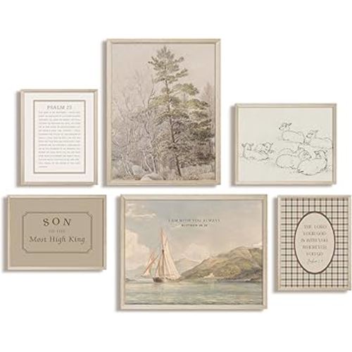 Nursery Christian Wall Art Decor Vintage Bible Verse Posters Baby Boy Nursery Canvas Wall Decor Kids Scripture Pictures Religious Playroom Prints Christian Artwork for Bedroom 8x10x6 Inch Wood Framed