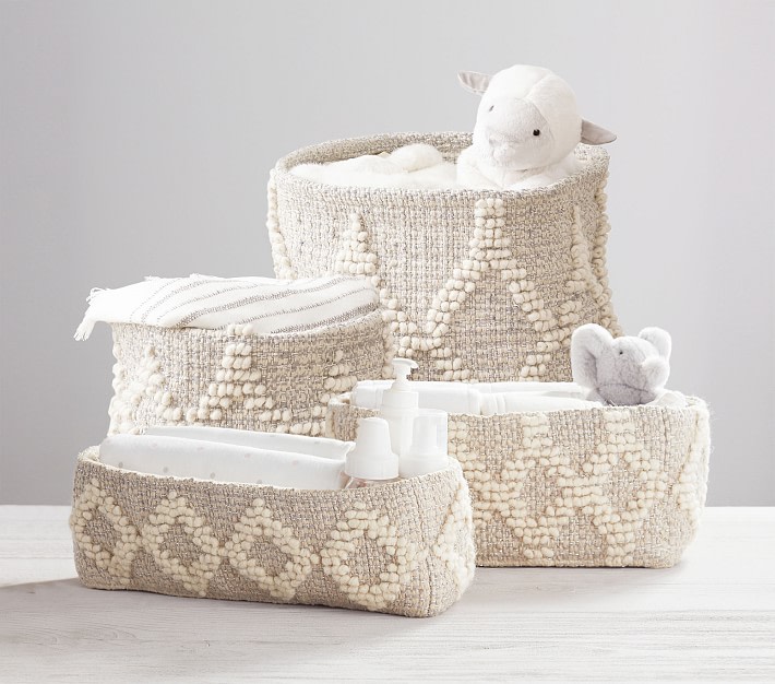 Pottery Barn Kids Metallic Woven Wool Nursery Storage