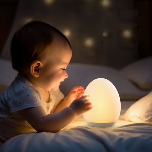 JolyWell Baby Night Light for Kid, Portable Egg Nightlight with Stable Charging Pad, Touch Nursery Night Lamp for Breastfeeding, Toddler Night Light for Bedroom, Timer Setting, ABS+PC, White-2