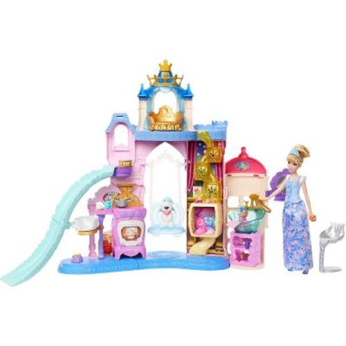 Disney Princess Pet Palace & Cinderella Fashion Doll with 2 Animal Friends & 20+ Furniture & Accessories
