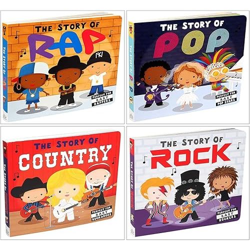 The Story of Music Little People and Pop Artists Series 4 Books Collection Box Set by Little Tiger (Pop, Rock, Rap & Country) Board book – January 1, 2021