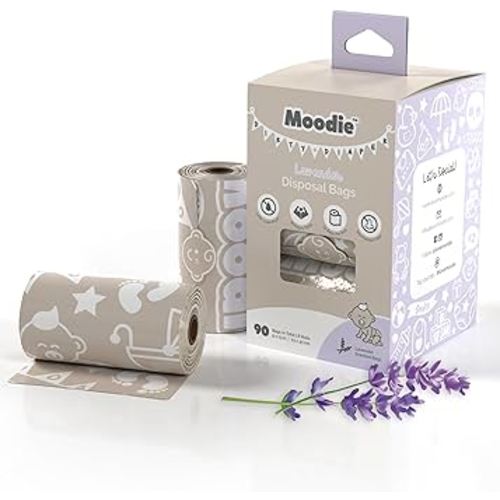 NEW Baby Disposable Diaper Bags (90 BAGS TOTAL) | LAVENDER SCENTED Diaper Bags Disposable (6 Refill Rolls 9 x 13in) | Leak Proof Diaper Trash Bags | Baby Essential Item Diaper Change on the Go…