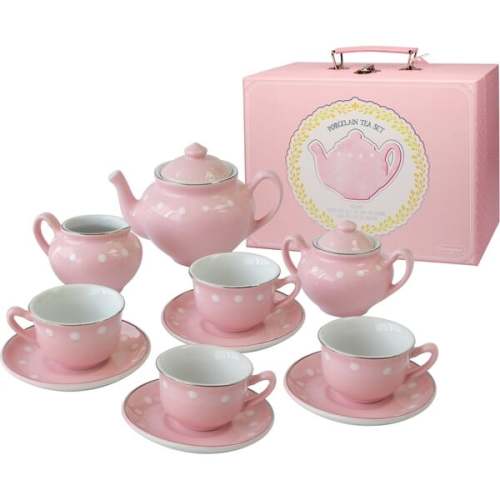 Porcealain Tea Set, Pink - Bright Stripes | Maisonette