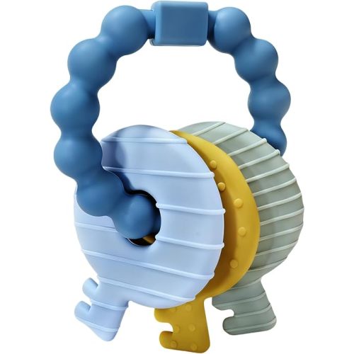 Baby Keys Teether Toys,Silicone Teething Toys for 3+ Months,Teething Keys Toy for Infants-Soft & Raised Texture to Soothe Gums,BPA Free (Deep Blue)
