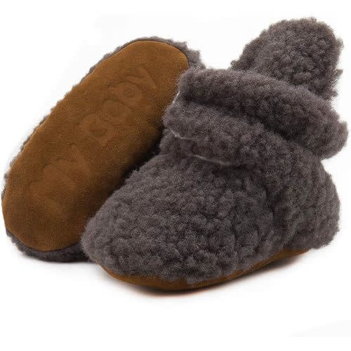 ohsofy Newborn Baby Cotton Booties Stay On Slipper Winter Warm Soft Shoes Non-Skid Infant Ankle Boots Crib Shoes