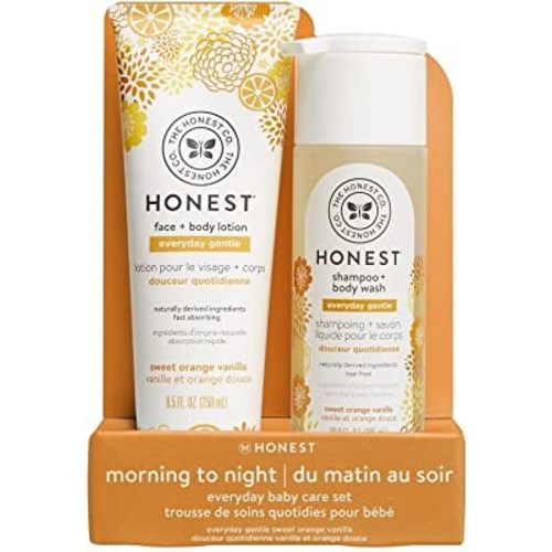 The Honest Company 2-in-1 Cleansing Shampoo + Body Wash and Face + Lotion Bundle | Gentle for Baby | Naturally Derived | Citrus Vanilla Refresh, 18.5 fl oz