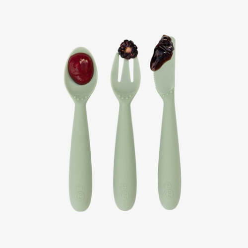 Happy Utensils by ezpz / Sensory Silicone Fork, Knife & Spoon for Kids