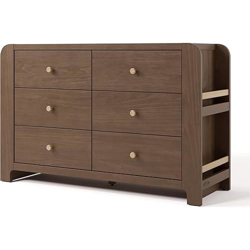 Graco Read-with-Me 6 Drawer Dresser with Bookshelves (Hazelnut with Driftwood) – GREENGUARD Gold Certified Storage for Baby and Kids Room, Interlocking Drawer System