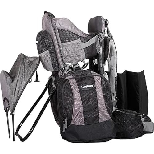 2-in 1 Baby Backpack Carrier - Ergonomic Toddler Hiking/Baby Hiking Backpack Carrier with Removable Bag, Diaper Change Pad, Insulated Pocket + Rain and Sun Hood to Protect Your Child