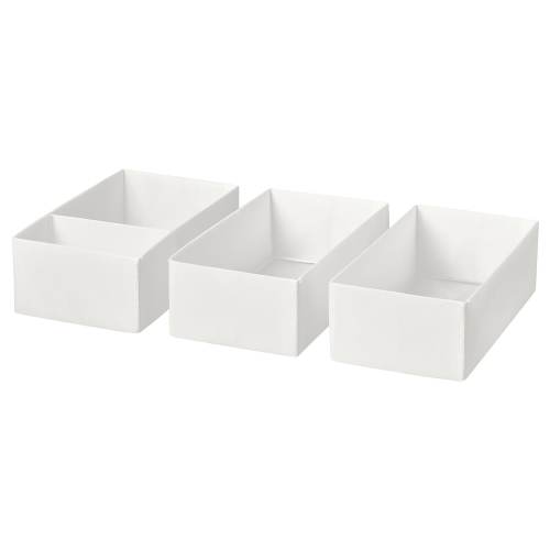 SKUBB Box, set of 3 - white 7 ¾x15x4 ¾ "