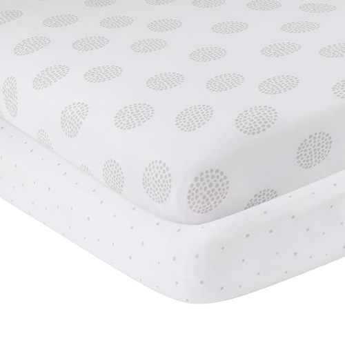 Ely's & Co. Crib Sheet 2-Pack — Combed Jersey Cotton for Baby Boy or Girl (Neutral Grey Dottie) - Soft, Breathable Bedding with Snug Fit