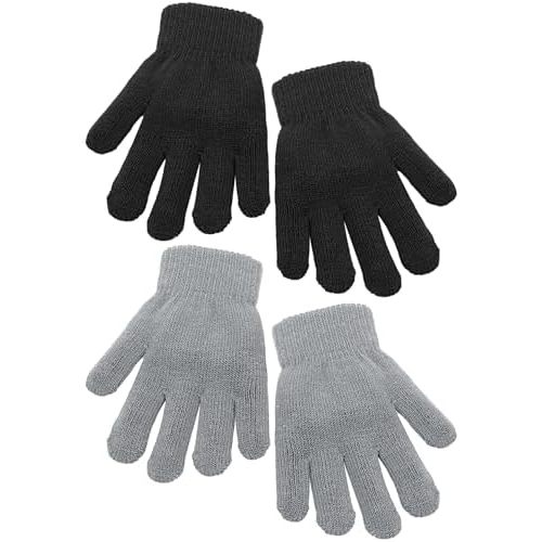 Cooraby 2 Pairs Kid's Thick Magic Gloves Toddler Winter Stretchy Warm Full Fingers Gloves Mittens