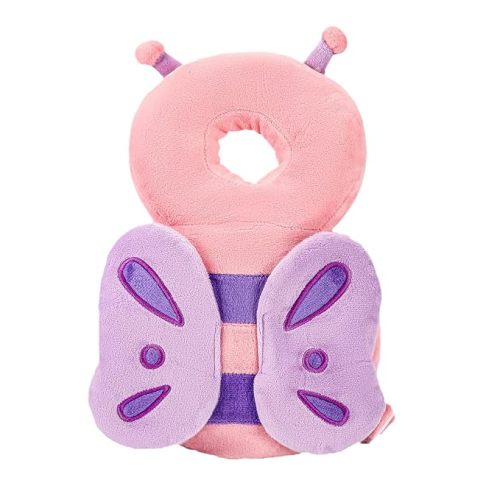 Baby Head Protection Backpack - Soft & Comfortable, Cute Cartoon Design, Ages 0-3, Pink Butterfly - Q77-PinkButterfly