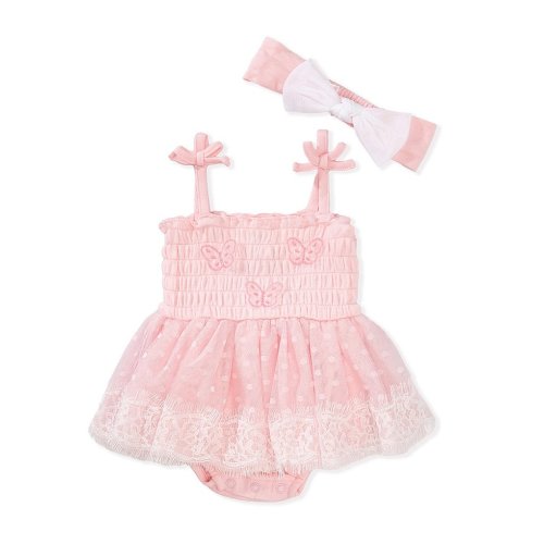 Baby Starters Baby Girls 3-24 Months Sleeveless Butterfly-Appliqued Skirted Bodysuit