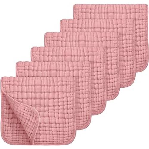 Looxii Muslin Burp Cloths 100% Cotton Muslin Cloths Large 20''x10'' Extra Soft and Absorbent 6 Pack Baby Burping Cloth (Bean Paste)