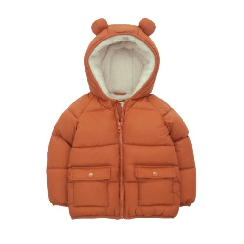 Baby Fleece Lined Bear Puffer Jacket, 6-9M