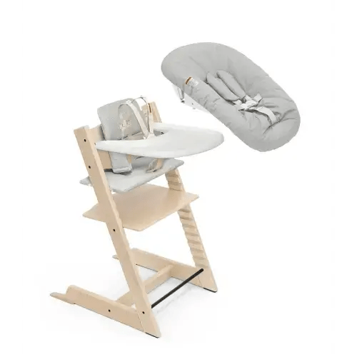 Stokke Tripp Trapp® High Chair, Cushion, Tray & Newborn Bundle in Natural/Nordic Grey