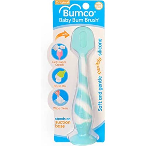 Bumco Diaper Cream Spatula - BPA-free Butt Paste Diaper Cream Applicator, Soft & Flexible Diaper Rash Cream Applicator, Butt Spatula Baby, Mom-Invented Diaper Bag Essentials (Light Blue Swirl)
