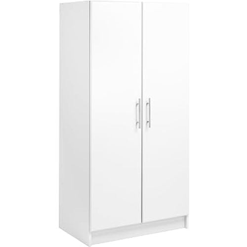 Prepac Armoir, Elite 32"W x 35"H x 20"D White Wardrobe Closet & Cabinet - Functional Clothes Storage with Hanging Rail, Armoire Wardrobe - WEW-3264