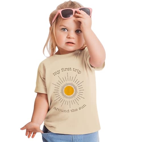 MODNTOGA 1st Birthday Shirt Baby Boy Girl Cute Sun Graphic T-Shirt First B-Day Party Clothes One Year Old Summer Outfit Tops