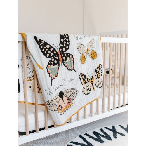 Personalized Butterfly Cotton Muslin Throw for Kids - Family Tree Quilt - Group Name Quilt - Baby and Toddler Quilt Blanket Swaddle