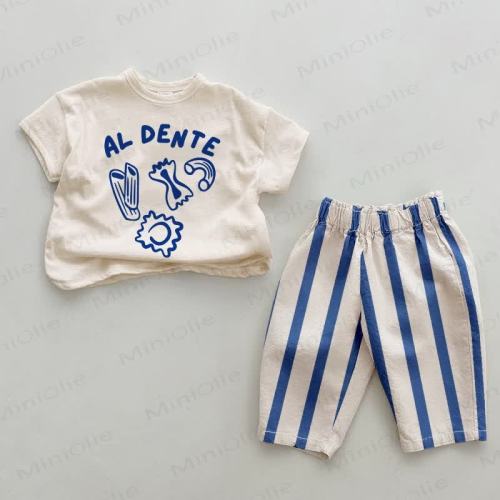 AL DENTE Baby 2-Piece Blue Striped Set