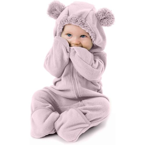Cuddle Club Fleece Baby Bunting Bodysuit with Hood, Convertible Mittens & Booties, Car Seat Friendly, Soft & Warm, Easy Zip