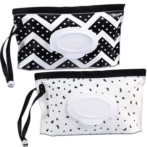 2 Pack Baby Wipe Dispenser,Portable Refillable Wipe Holder,Baby Wipes Container,Wipe Dispenser,Reusable Travel Wet Wipe Pouch