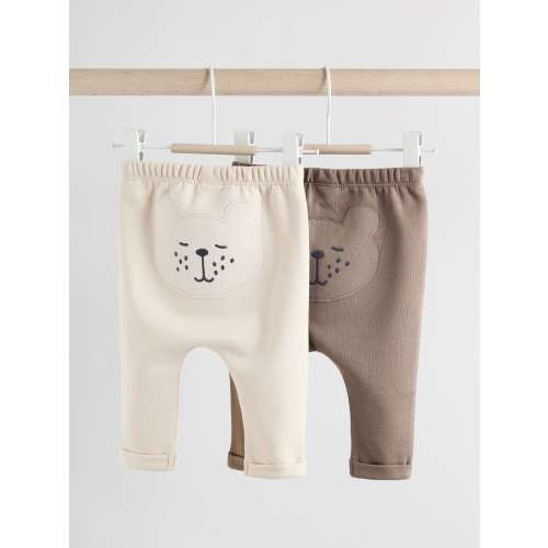 Neutral Bear Baby 100% Cotton Leggings 2 Pack (0mths-2yrs)