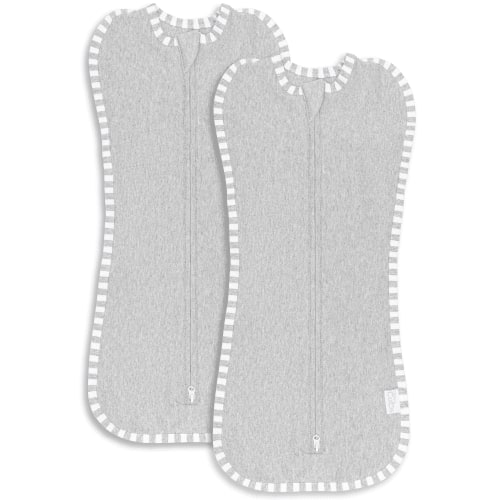 Comfy Cubs Swaddle Blanket Baby Girl Boy Easy Zipper Wrap 2 Pack Infant (Large 3-6 Months, Grey)