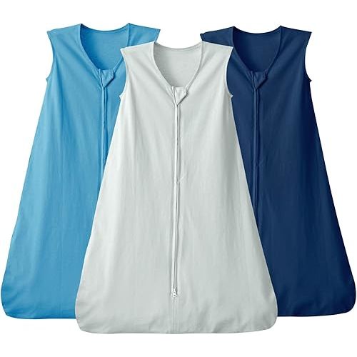 david's kids Paquete de 3 Sacos de Dormir para Bebé 100% Algodón 0-6 Meses, Mantas Suaves Usables para Bebé con Cremallera de 2 Vías, Cómodos Sacos de Dormir para Bebés Recién Nacidos Niños Niñas
