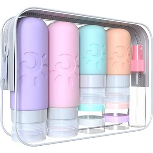 18 Pack travel Bottles for Toiletries, TSA Approved Silicone Travel Containers Leak Proof Refillable Travel Accessories for Shampoo Conditioner Lotion Body Wash(Multicolored C)