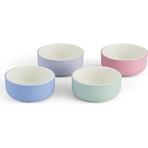 Elk and Friends Kids Porcelain Bowls with Silicone Sleeve | Kids/Toddler/Baby Feeding | Microwave & Dishwasher Safe | Non slip | Cereal/Soup/Snack Dishes & Dinnerware