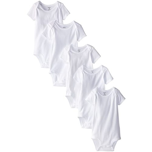Carter's Unisex Baby 5-Pack S/S Bodysuits - White - 3 Months