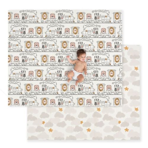 JumpOff Jo - Waterproof Foam Padded Play Mat for Infants, Babies, Toddlers, Play Pens & Tummy Time, Foldable Activity Mat - Boho Hearts