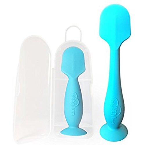 Baby Bum Brush, Original Diaper Rash Cream Applicator, Soft Flexible Silicone Brush, Unique Gift + Mini Diaper Rash Cream Applicator with Travel Case, [Blue + Blue]