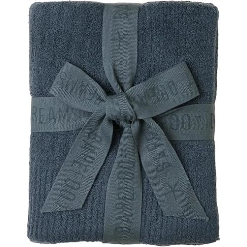 Barefoot Dreams CozyChic Lite Ribbed Baby Blanket, Smokey Blue 30"x40"