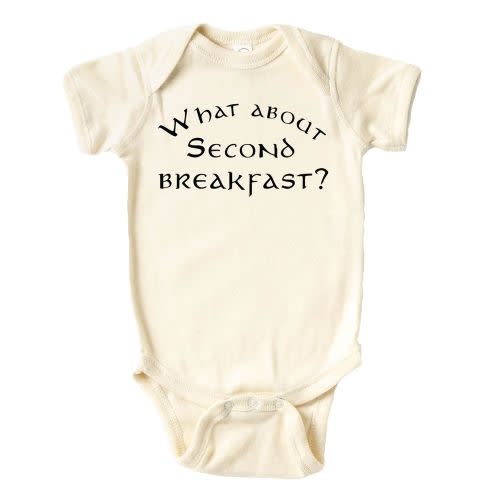 What About Second Breakfast Onesie® - 100% Cotton -Cream Color (12 Month, Cream)