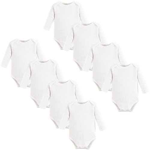 Touched by Nature Organic Cotton Long-Sleeve Bodysuits 8pk, White