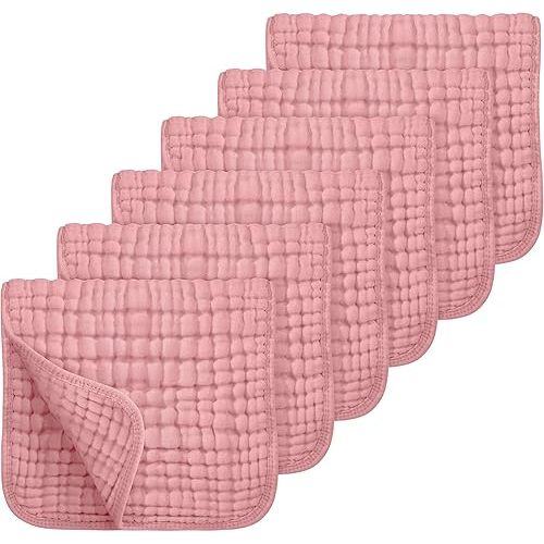 Looxii Muslin Burp Cloths 100% Cotton Muslin Cloths Large 20''x10'' Extra Soft and Absorbent 6 Pack Baby Burping Cloth (Bean Paste)